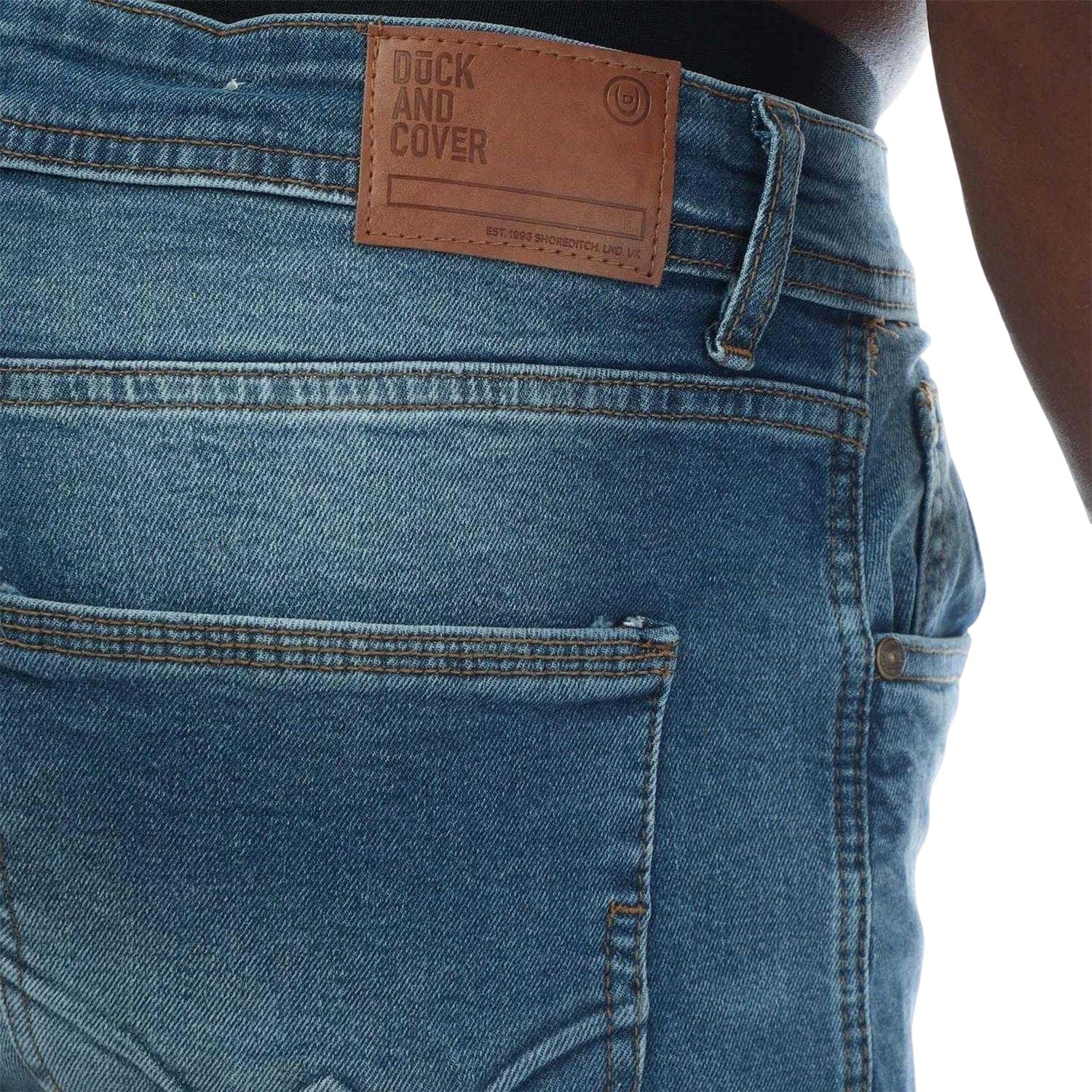 Blue - Side - Duck and Cover Mens Doves Slim Jeans