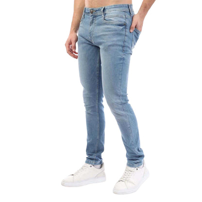 Blue - Lifestyle - Duck and Cover Mens Maylead Cotton Denim Leather Patch Jeans