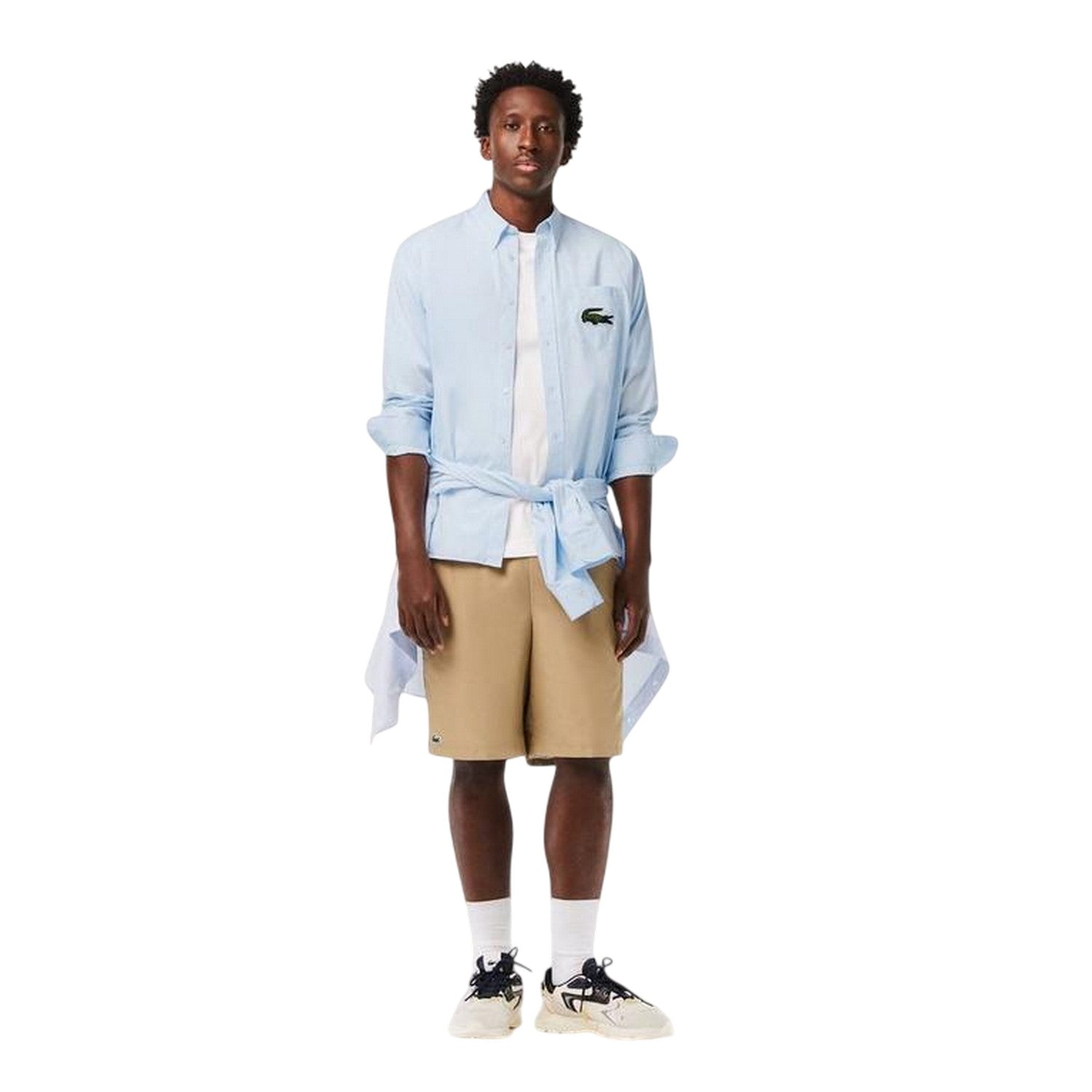 Light Blue - Side - Lacoste Mens Logo Cotton Relaxed Fit Shirt