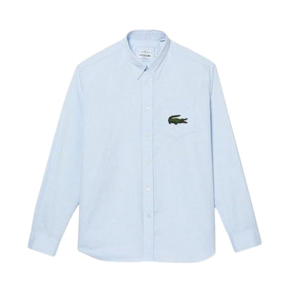 Light Blue - Front - Lacoste Mens Logo Cotton Relaxed Fit Shirt
