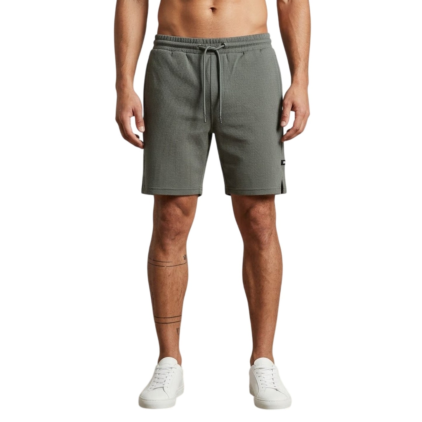 Olive - Back - Duck and Cover Mens Topfield Waffle Casual Shorts