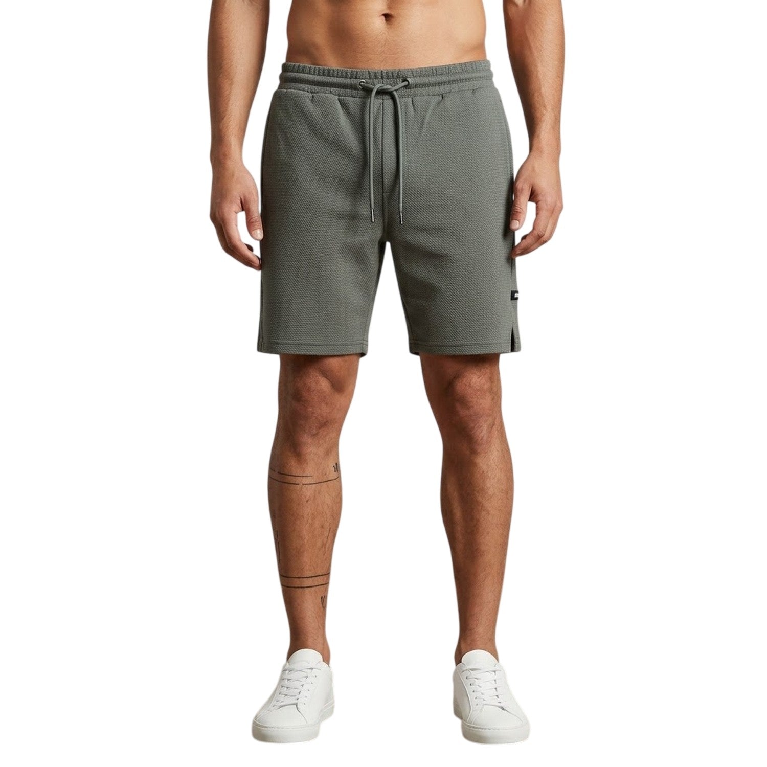 Olive - Back - Duck and Cover Mens Topfield Waffle Casual Shorts