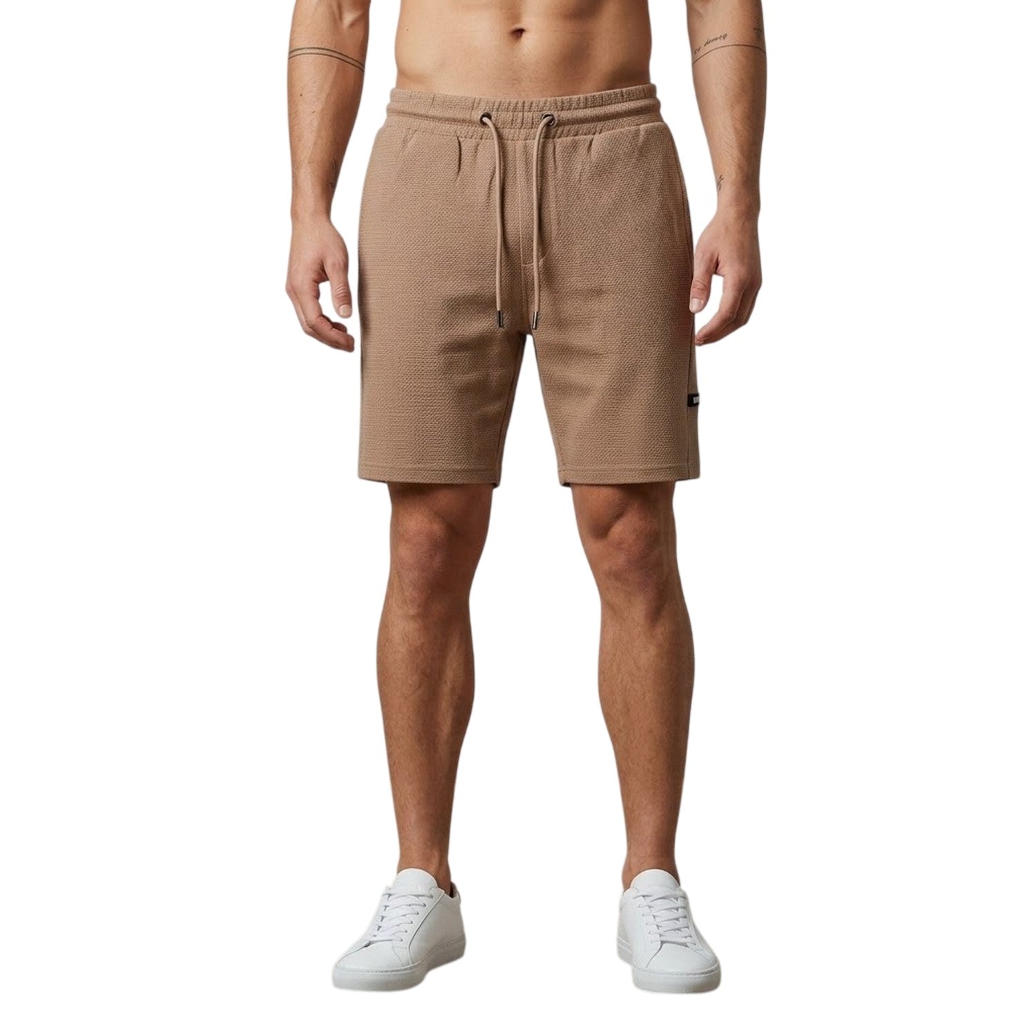 Sand - Back - Duck and Cover Mens Topfield Waffle Casual Shorts
