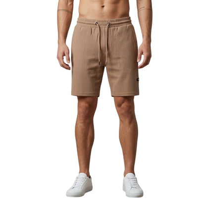 Sand - Back - Duck and Cover Mens Topfield Waffle Casual Shorts