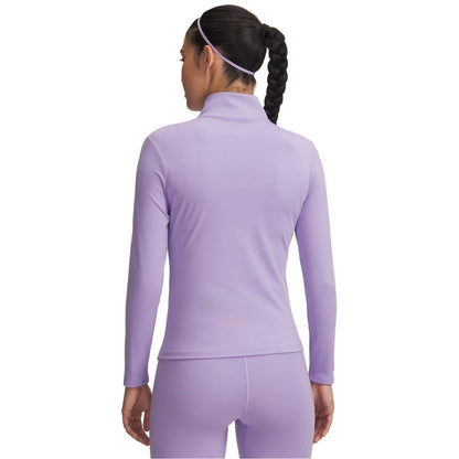 Purple - Back - Under Armour Womens-Ladies Motion EMEA Solid Ribbed Cuff Slim Track Jacket