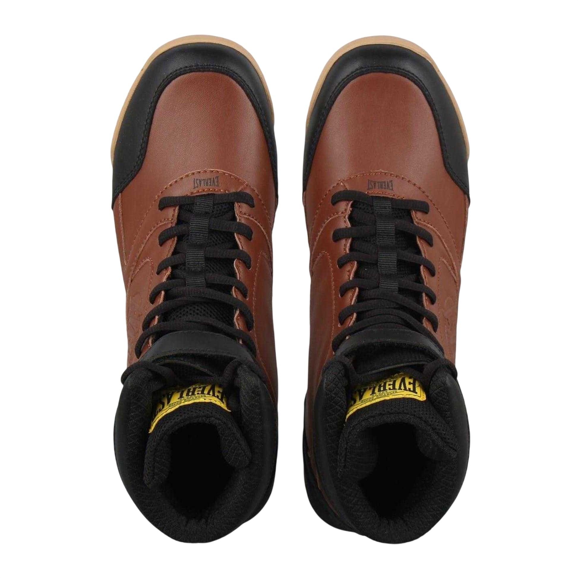 Brown - Side - Everlast Mens Pro E 1910 Leather Lace Up Boxing Boots