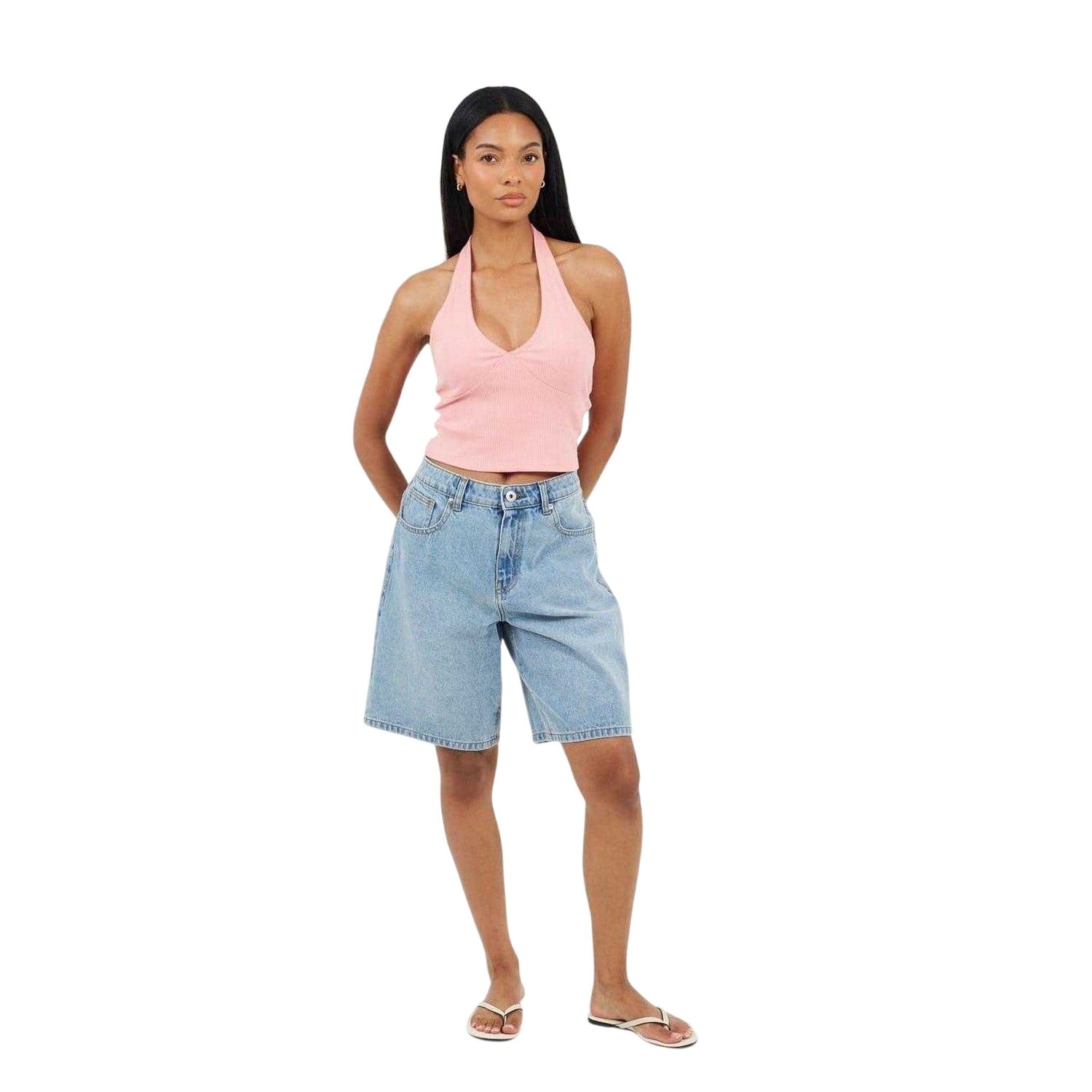 Pink-Purple - Lifestyle - Brave Soul Womens-Ladies Halter Neck Sleeveless Crop Top