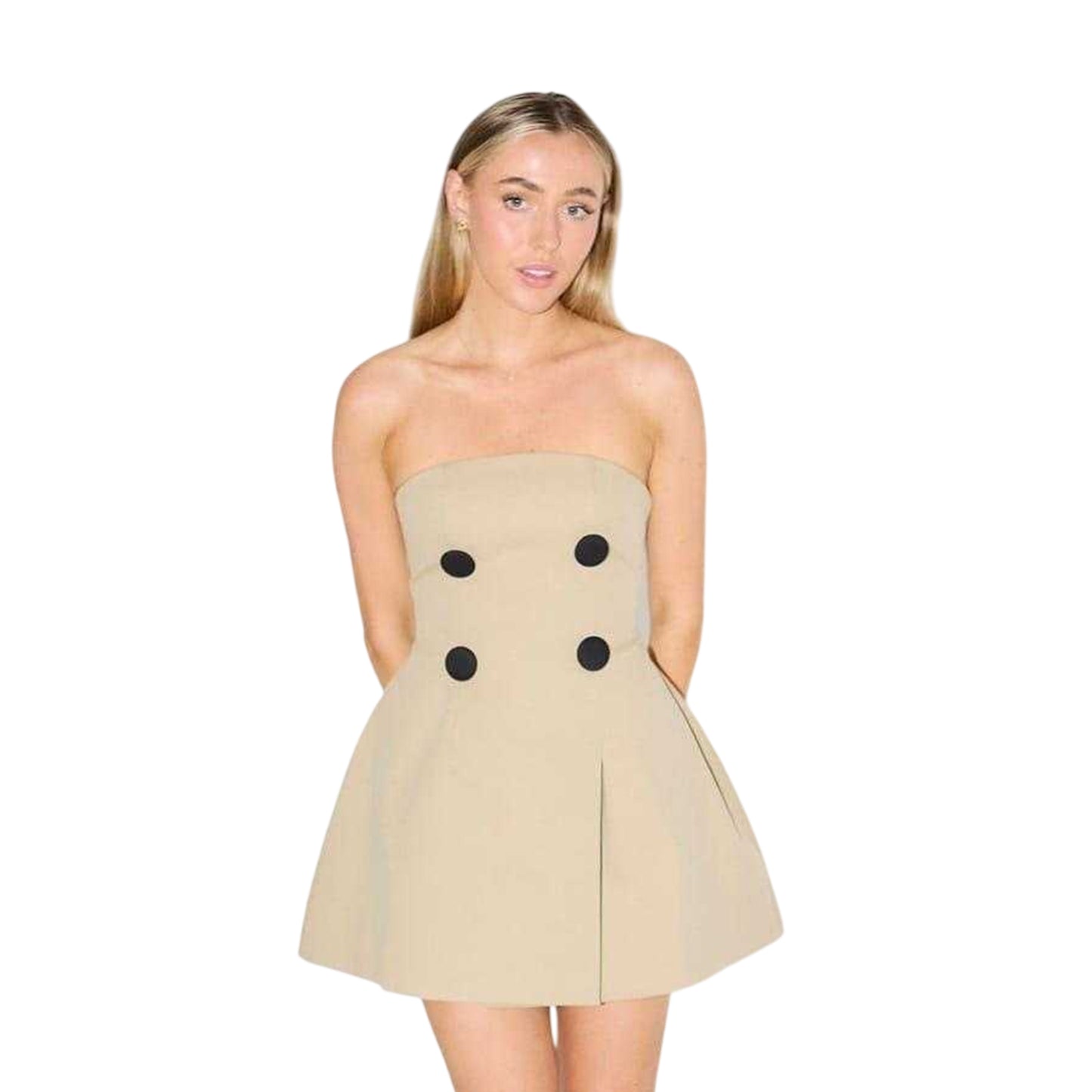 Beige - Side - Odd Muse Womens-Ladies The Ultimate Bandeau Mini Dress