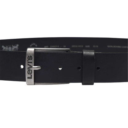 Black - Side - Levis Mens Duncan Leather Belt