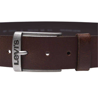 Dark Brown - Side - Levis Mens Duncan Leather Belt