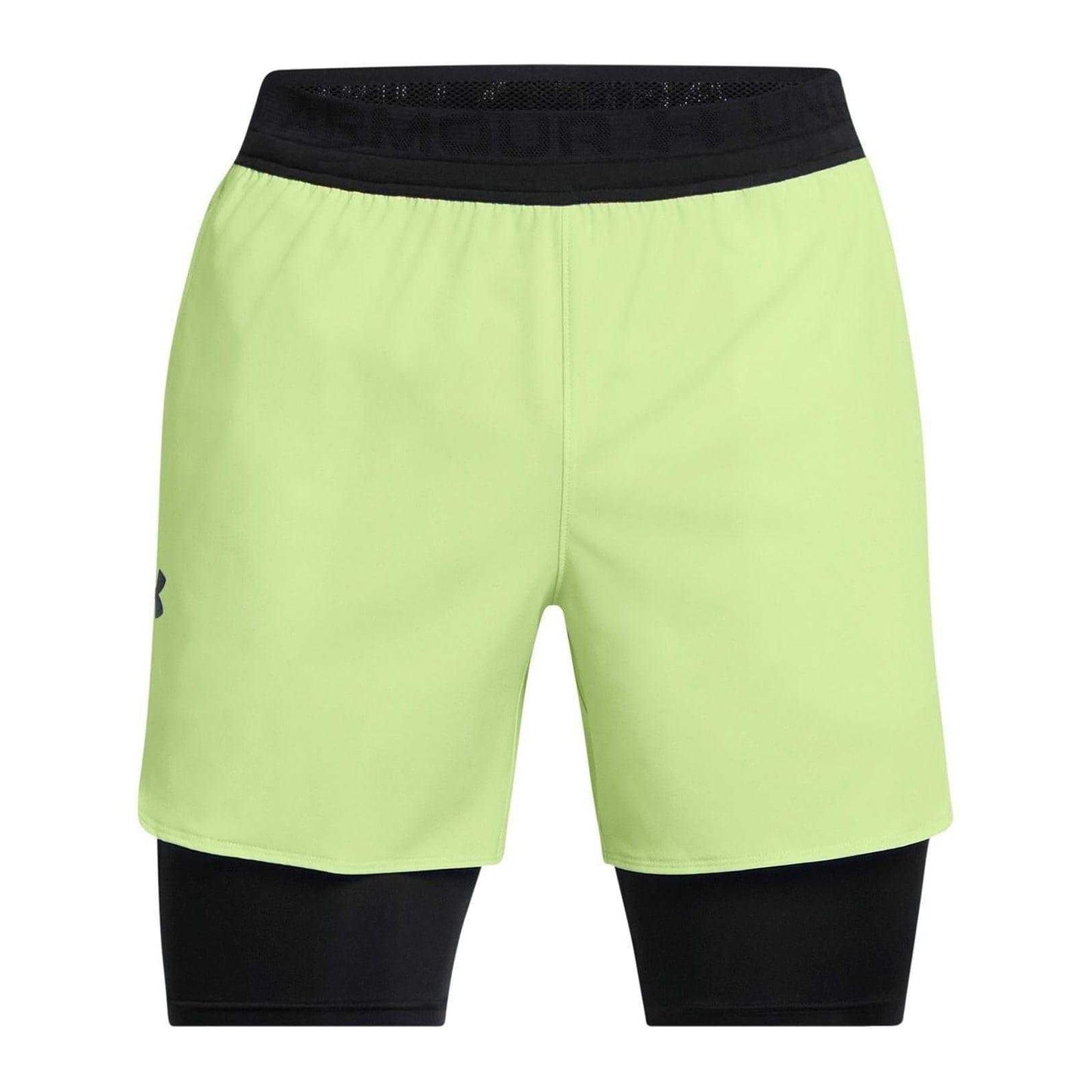 Green - Front - Under Armour Mens Peak Woven 2 in 1 Running Shorts