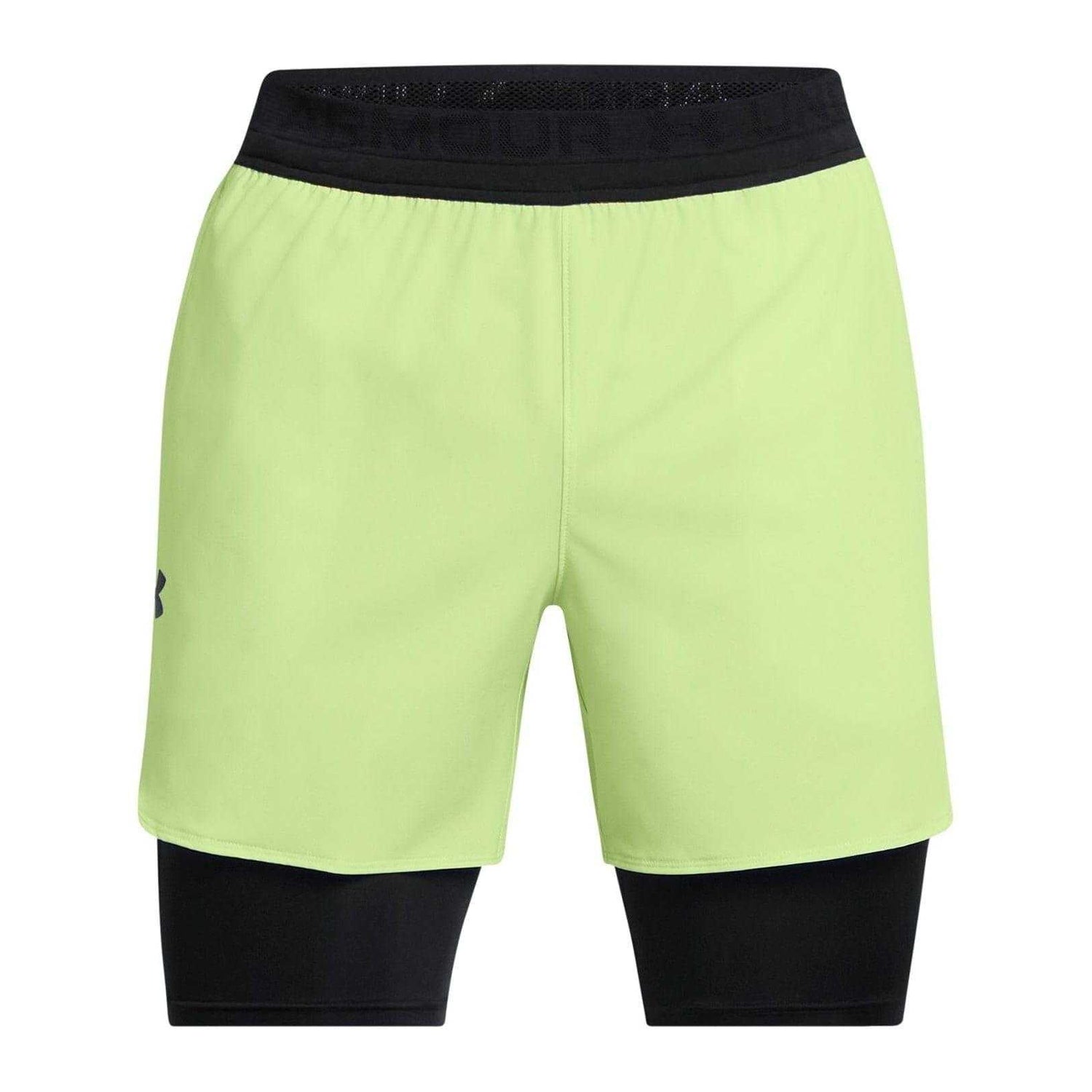 Green - Front - Under Armour Mens Peak Woven 2 in 1 Running Shorts