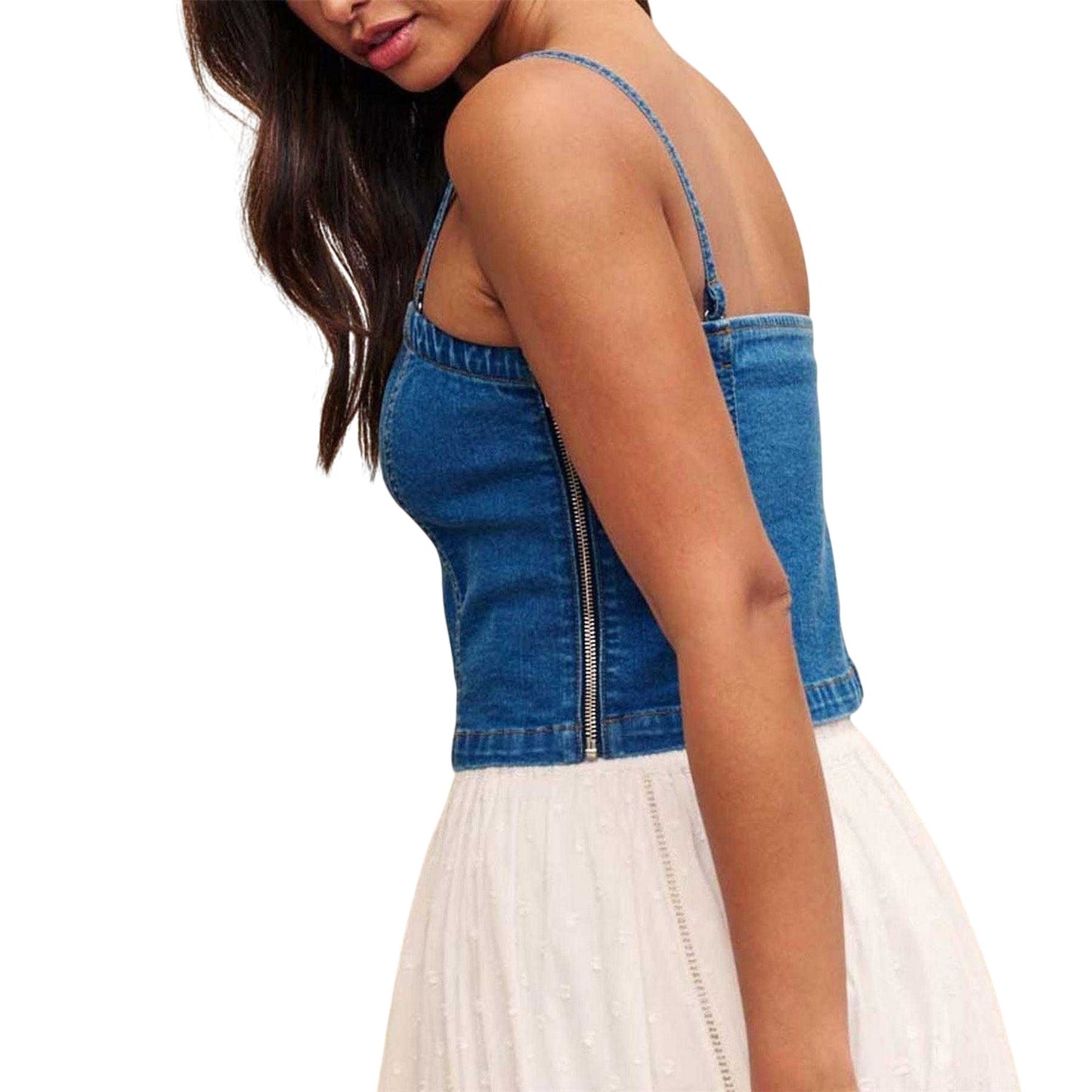 Blue - Back - Nobody´s Child Womens-Ladies Denim Crop Top