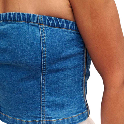 Blue - Side - Nobody´s Child Womens-Ladies Denim Crop Top