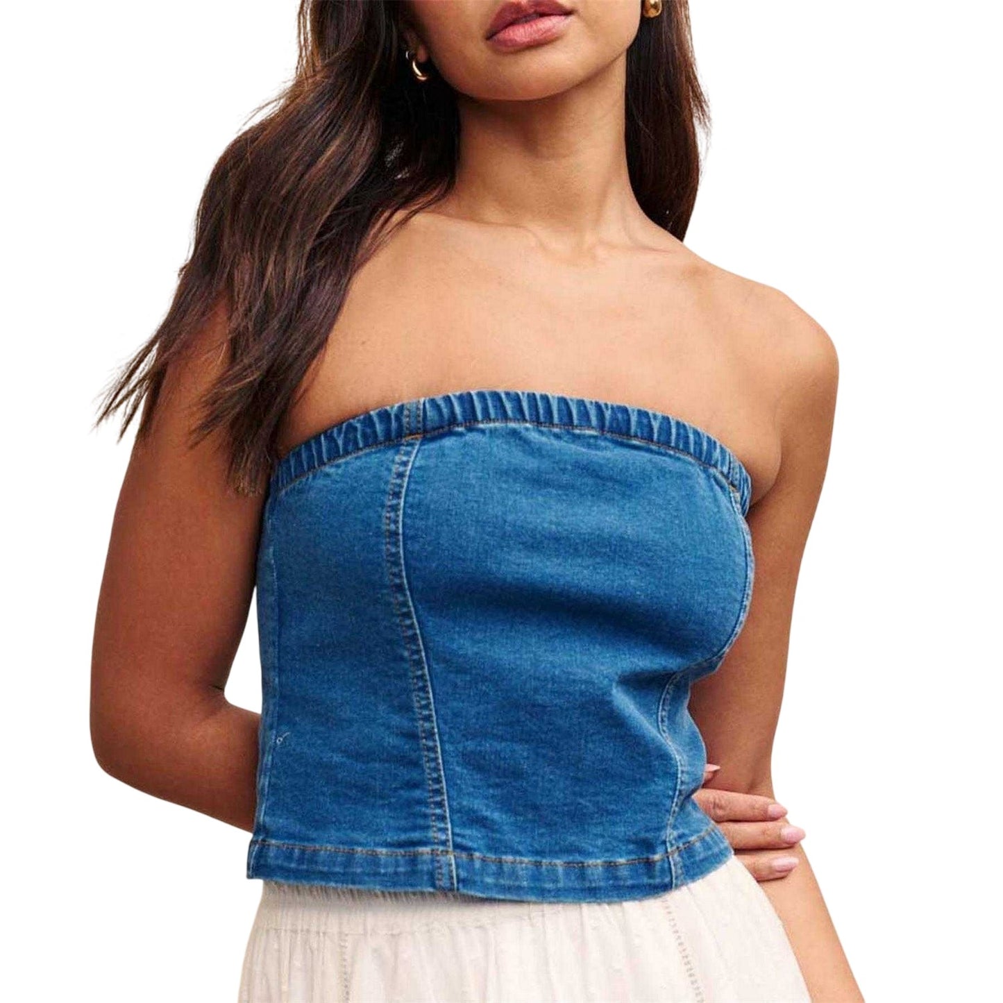 Blue - Front - Nobody´s Child Womens-Ladies Denim Crop Top