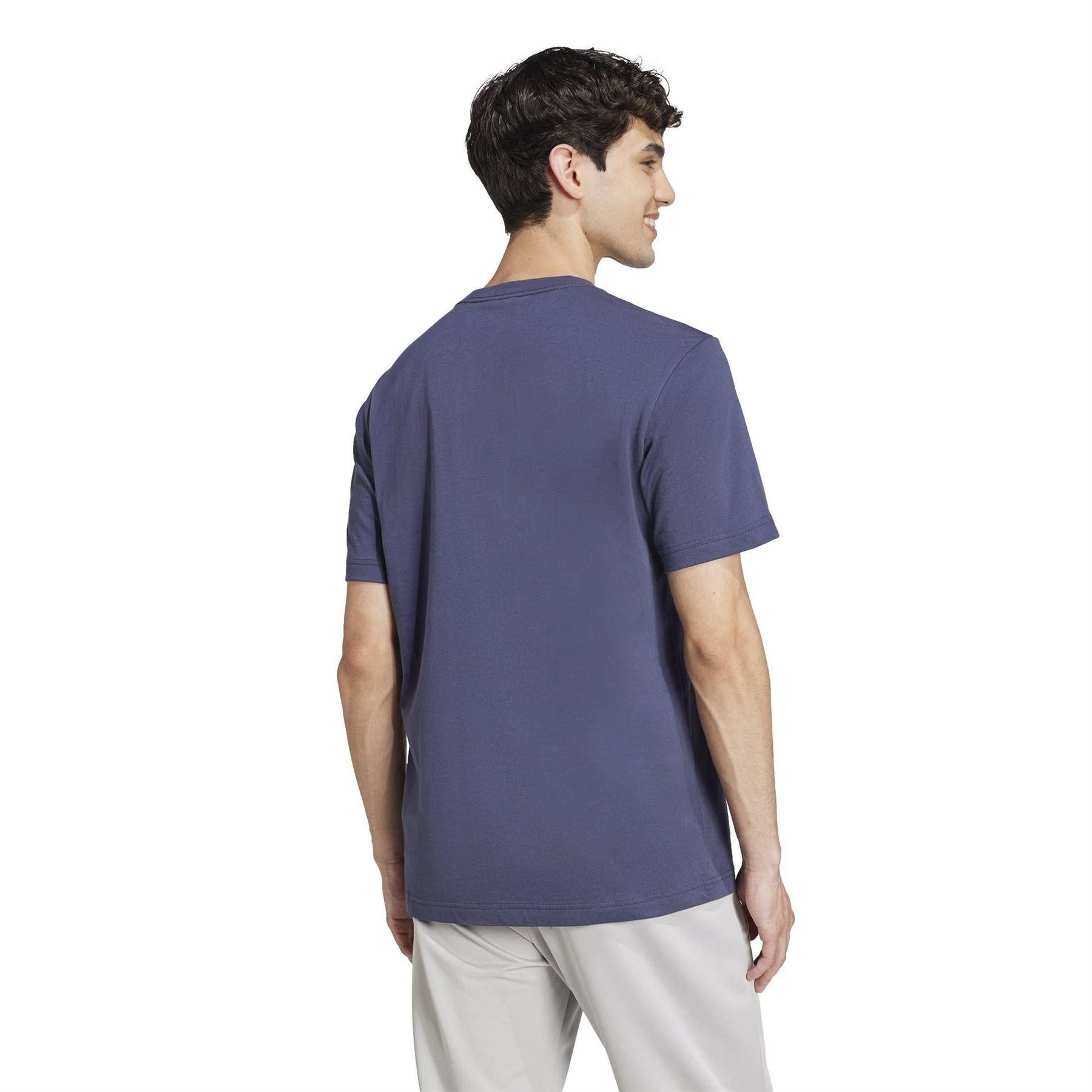 Navy - Back - Adidas Mens Mountain Logo T-Shirt