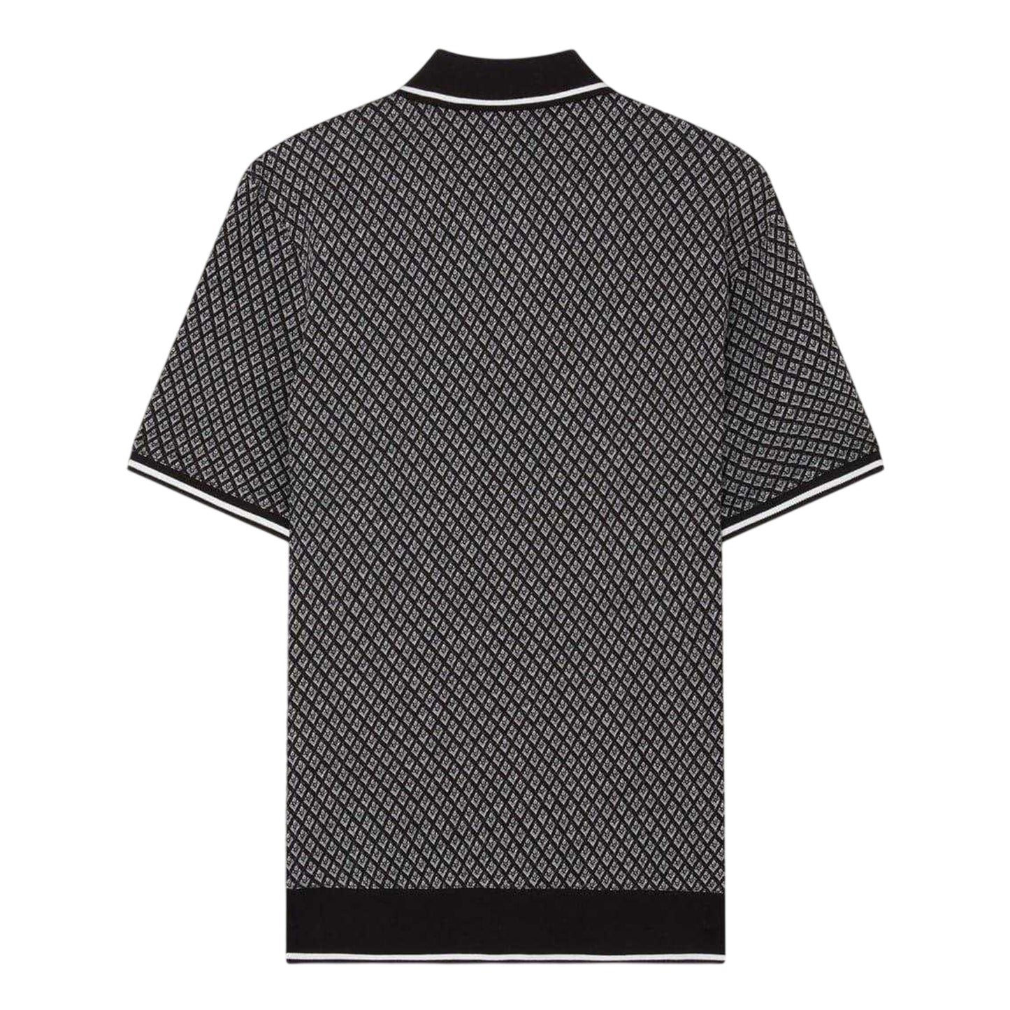Black - Back - Ted Baker Mens Diamond Knitted Tipped Polo Shirt