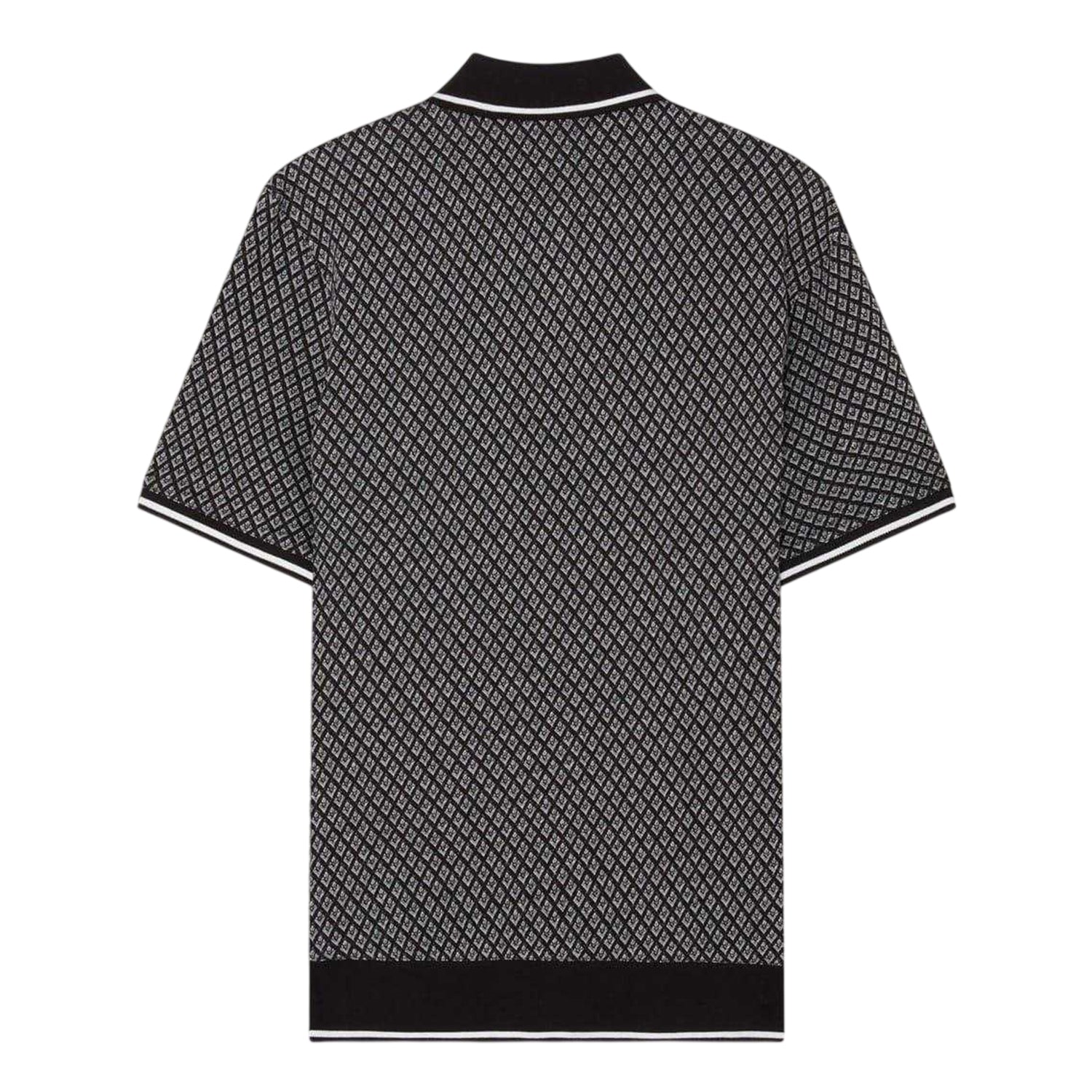 Black - Back - Ted Baker Mens Diamond Knitted Tipped Polo Shirt