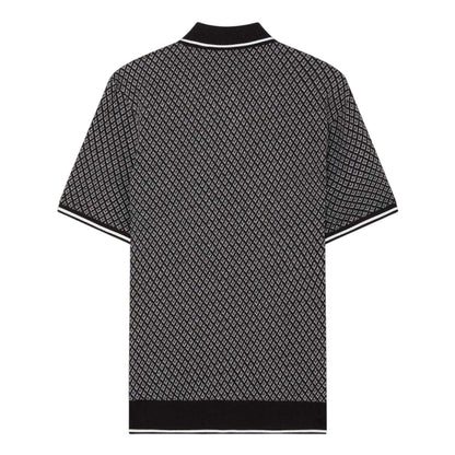 Black - Back - Ted Baker Mens Diamond Knitted Tipped Polo Shirt
