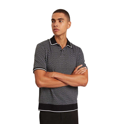 Black - Lifestyle - Ted Baker Mens Diamond Knitted Tipped Polo Shirt