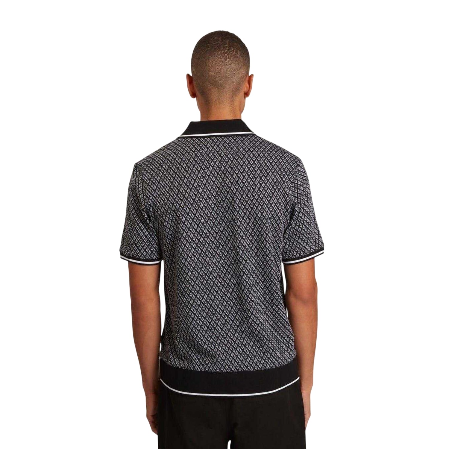 Black - Pack Shot - Ted Baker Mens Diamond Knitted Tipped Polo Shirt