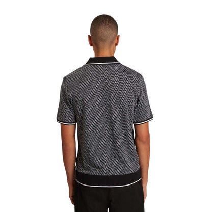 Black - Pack Shot - Ted Baker Mens Diamond Knitted Tipped Polo Shirt
