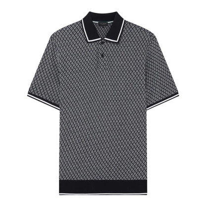 Navy - Front - Ted Baker Mens Diamond Knitted Tipped Polo Shirt