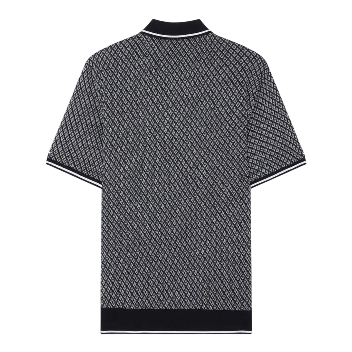 Navy - Back - Ted Baker Mens Diamond Knitted Tipped Polo Shirt