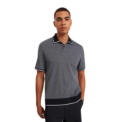 Navy - Lifestyle - Ted Baker Mens Diamond Knitted Tipped Polo Shirt