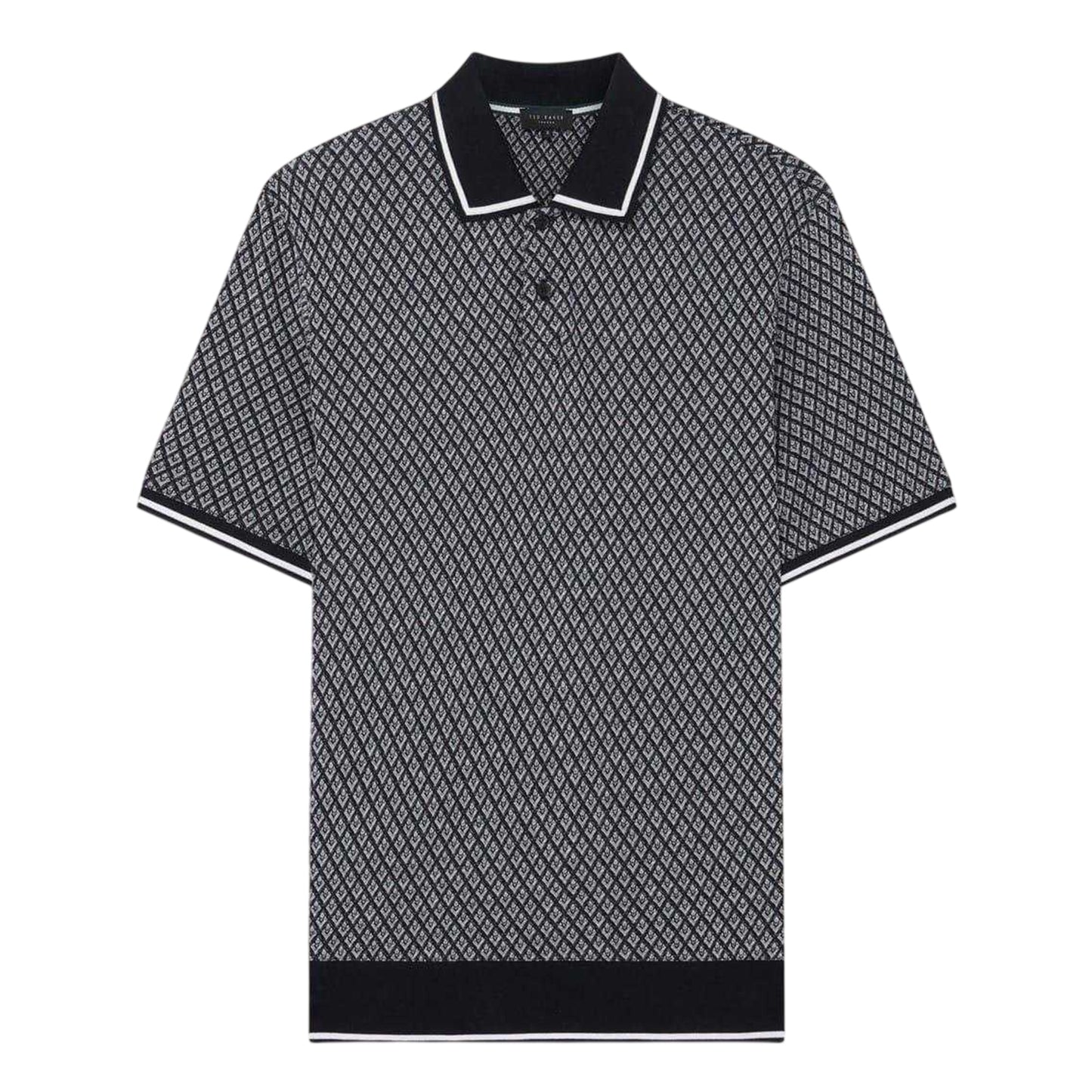 Black - Front - Ted Baker Mens Diamond Knitted Tipped Polo Shirt