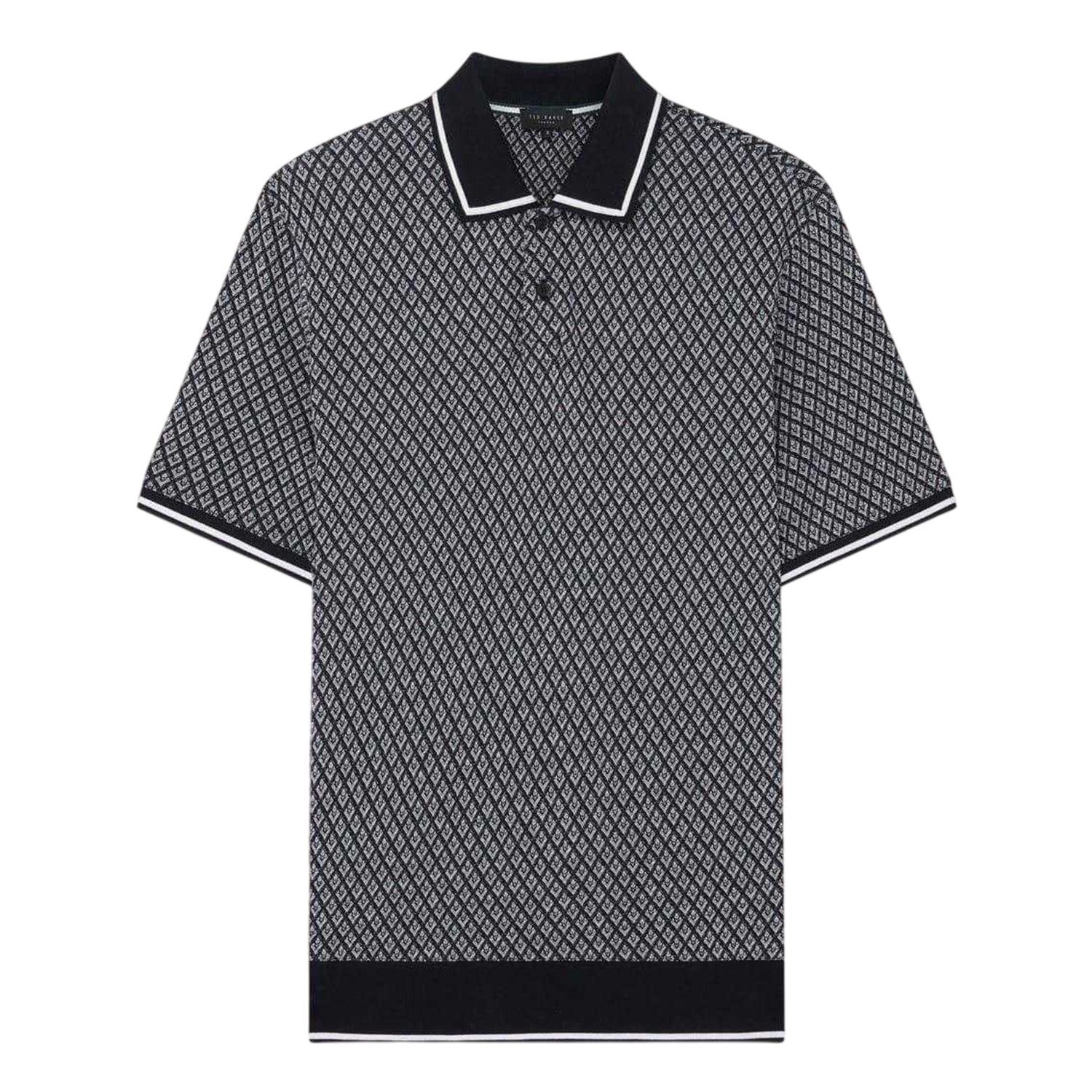 Black - Front - Ted Baker Mens Diamond Knitted Tipped Polo Shirt