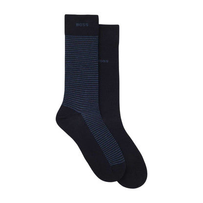 Dark Blue Stripe - Back - Boss Mens Socks (Pack of 2)