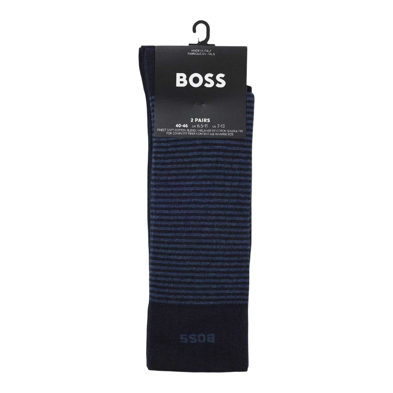 Dark Blue Stripe - Lifestyle - Boss Mens Socks (Pack of 2)