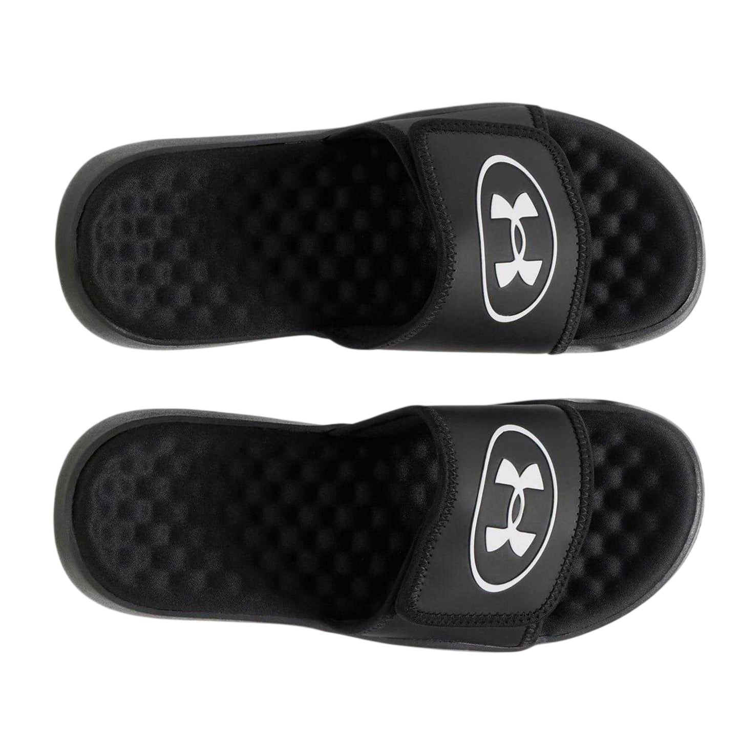 Black - Side - Under Armour Womens-Ladies Ignite Pro 8 Open Toe Slides