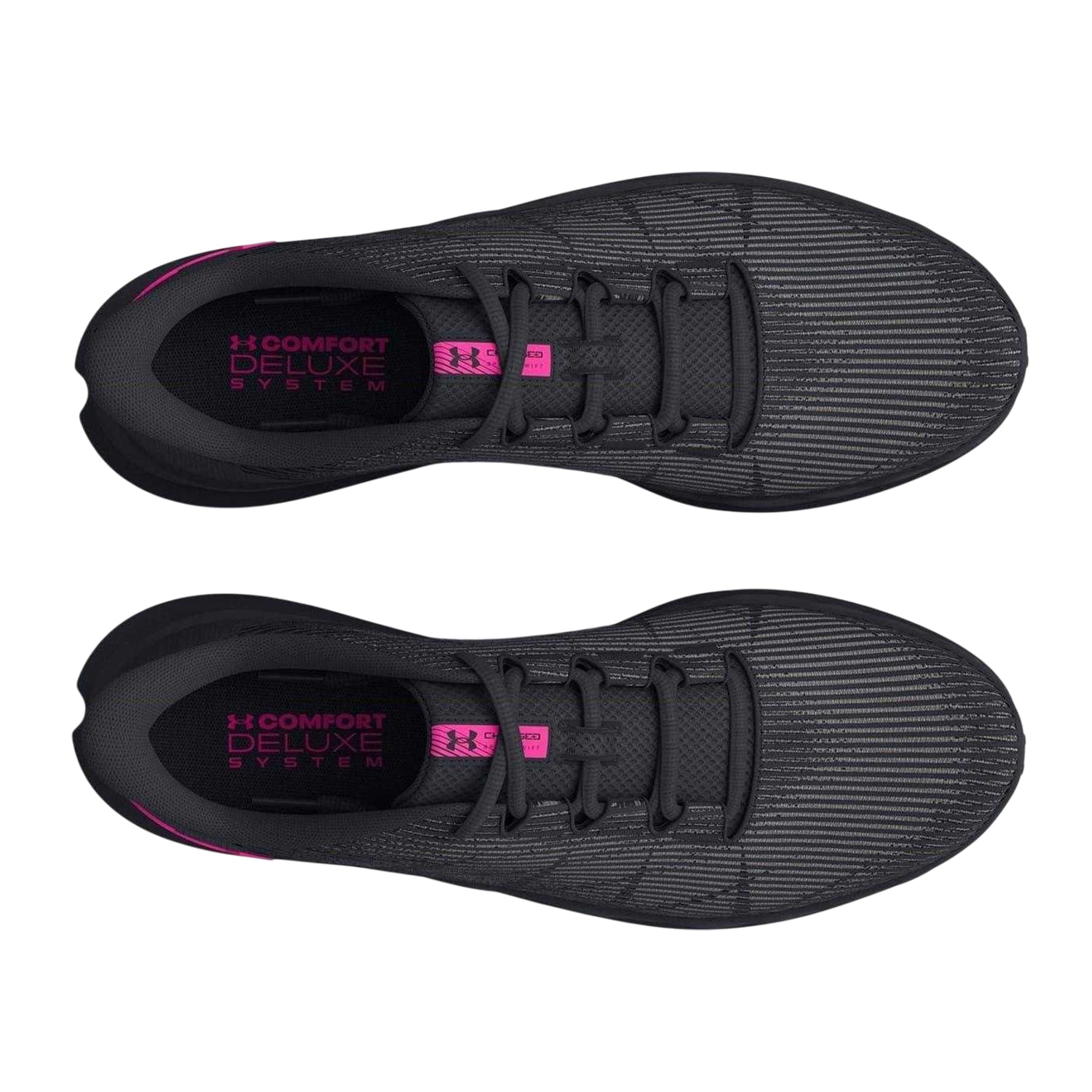 Black-Pink - Side - Under Armour Womens-Ladies Speed Swift Cushioned Running Shoes