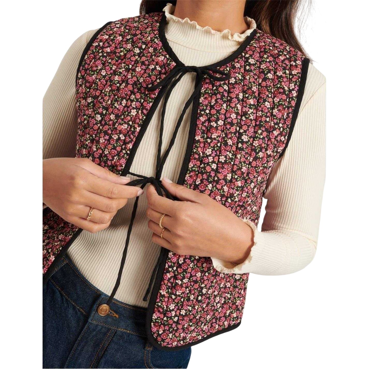 Pink - Side - Nobody´s Child Womens-Ladies Floral Regular Sleeveless Waistcoat