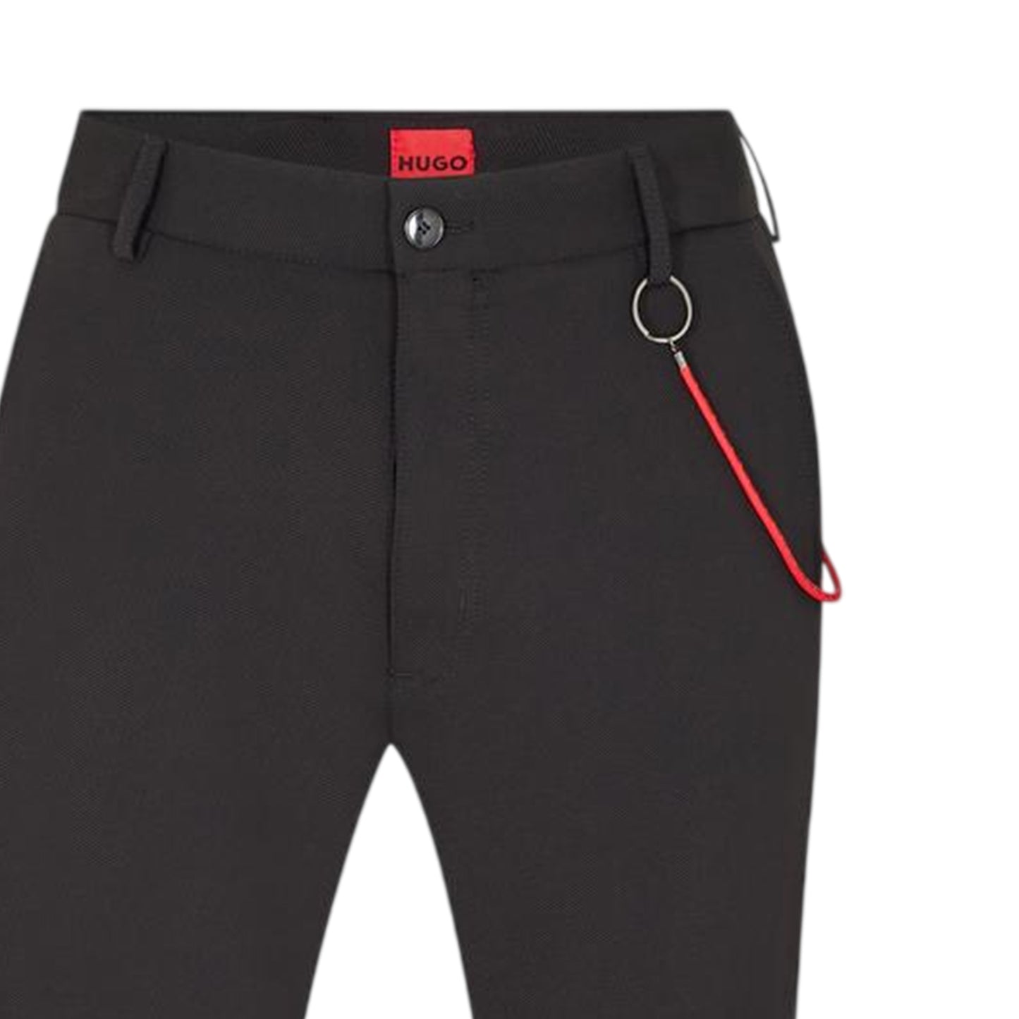 Black - Side - Hugo Mens Gason Chain Detail Slim Chinos