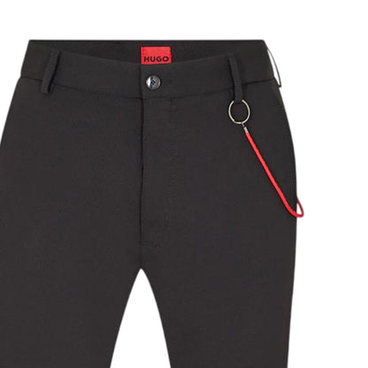 Black - Side - Hugo Mens Gason Chain Detail Slim Chinos