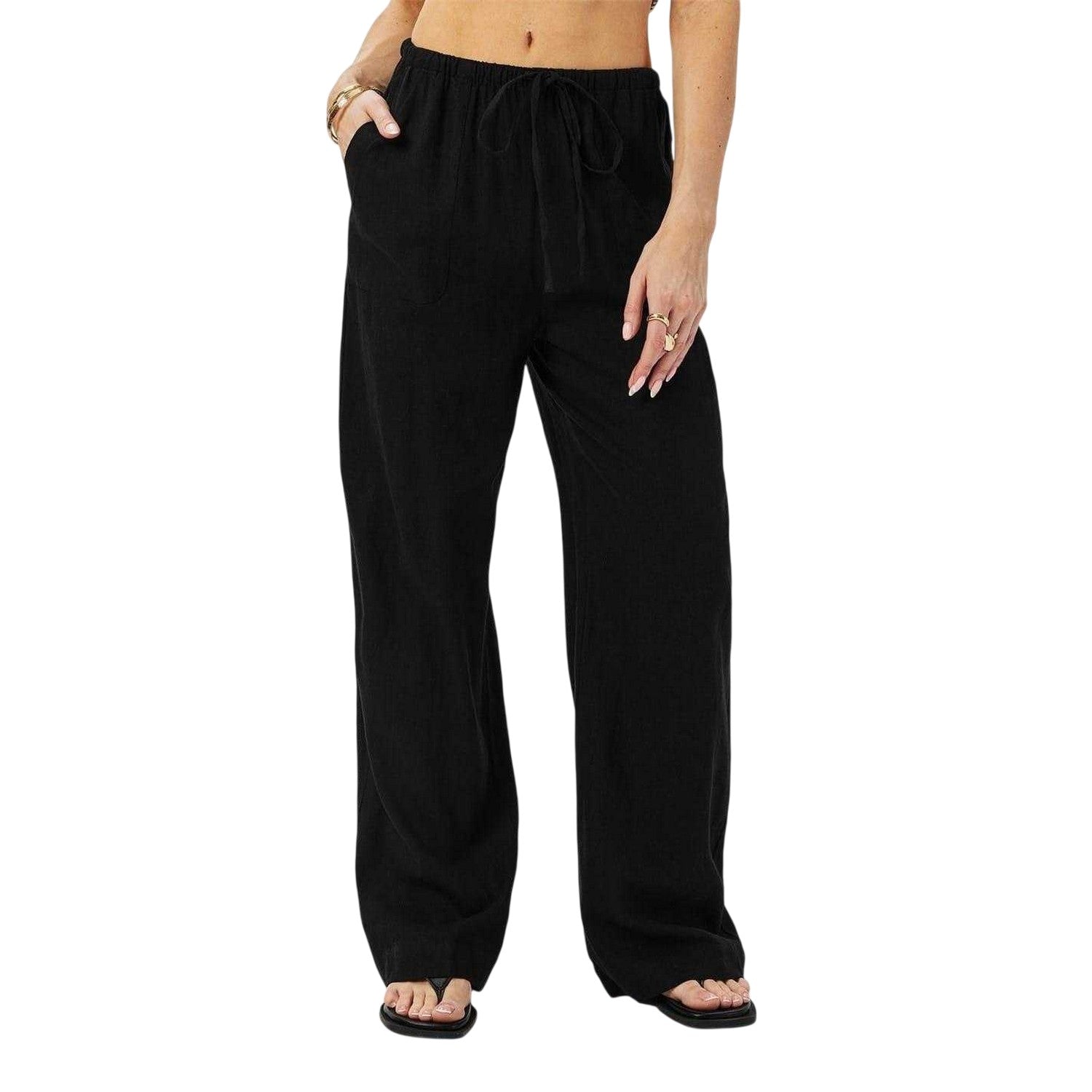 Black - Lifestyle - Nobody´s Child Womens-Ladies Lightweight Wide Leg Trousers