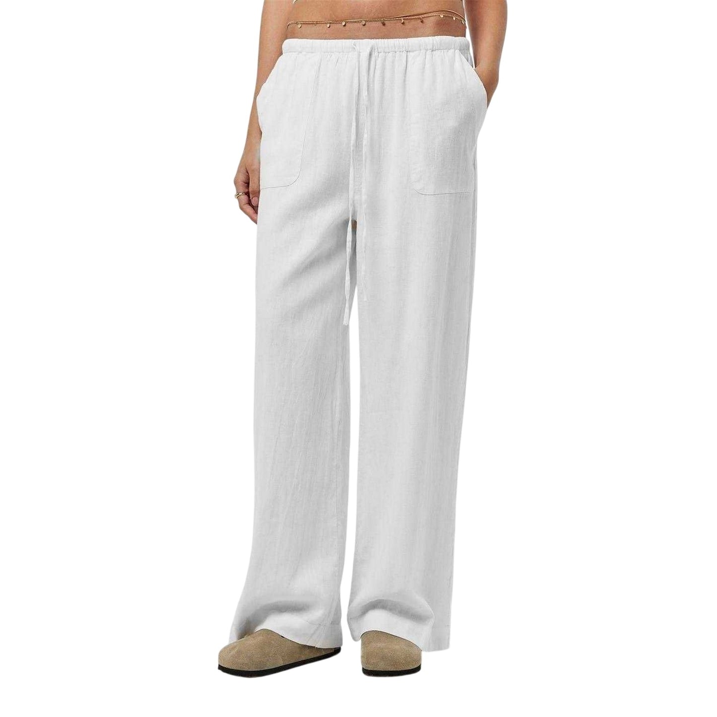 White - Lifestyle - Nobody´s Child Womens-Ladies Lightweight Wide Leg Trousers