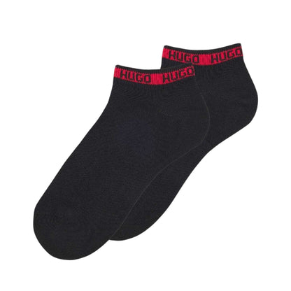 Black - Back - Hugo Mens Cotton Blend Ankle Socks (Pack of 2)