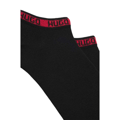 Black - Side - Hugo Mens Cotton Blend Ankle Socks (Pack of 2)