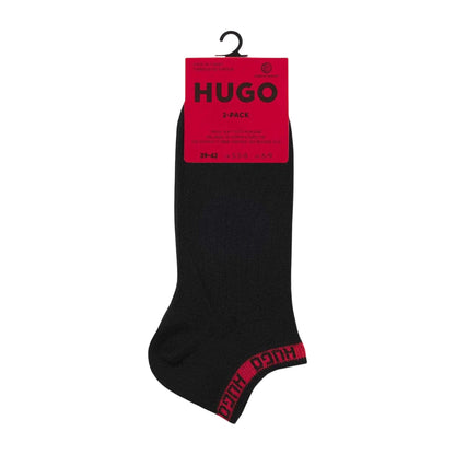 Black - Lifestyle - Hugo Mens Cotton Blend Ankle Socks (Pack of 2)