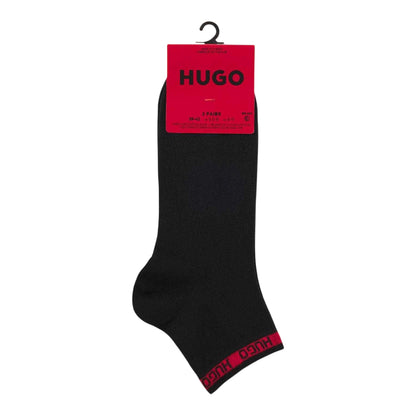 Black - Back - Hugo Mens Cotton Blend Ankle Socks (Pack of 2)