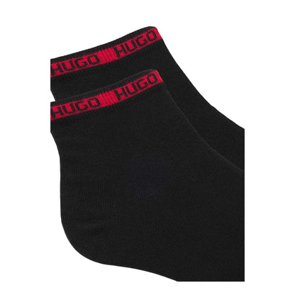 Black - Side - Hugo Mens Cotton Blend Ankle Socks (Pack of 2)