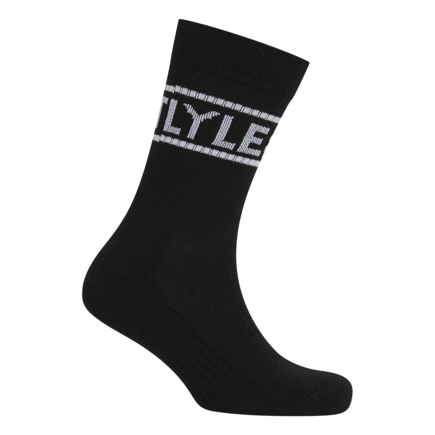 Black - Back - Lyle & Scott Mens Lettering Crew Socks (Pack of 3)