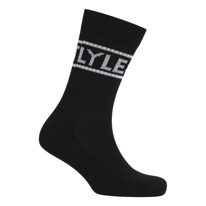 Black - Back - Lyle & Scott Mens Lettering Crew Socks (Pack of 3)
