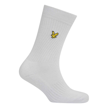 White - Side - Lyle & Scott Mens Lettering Crew Socks (Pack of 3)