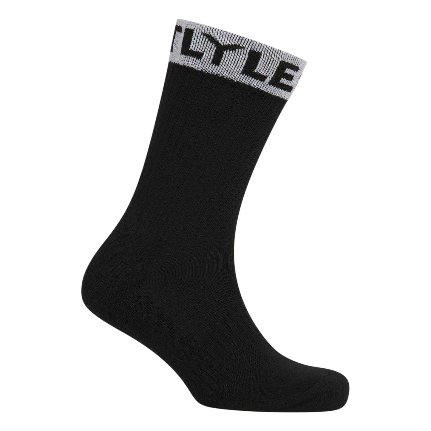 Black - Side - Lyle & Scott Mens Lettering Crew Socks (Pack of 3)