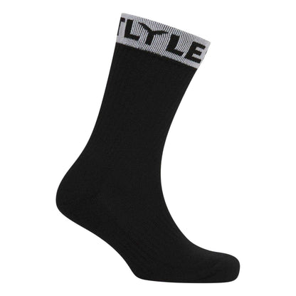 Black - Side - Lyle & Scott Mens Lettering Crew Socks (Pack of 3)